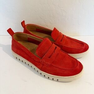 Vionic Uptown Red Suede Slip On Penny Loafer Size 10W